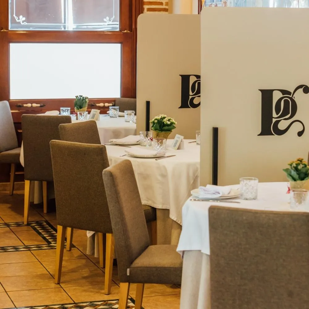 Tables set in the dining room